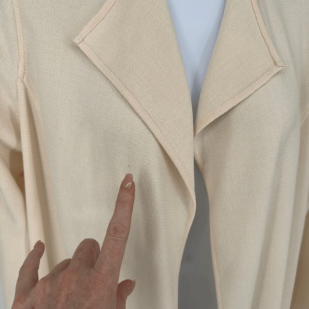Anne Klein Longline Open Front Knit Blazer Cardigan Ivory Cream Size‎ L - Picture 2 of 11
